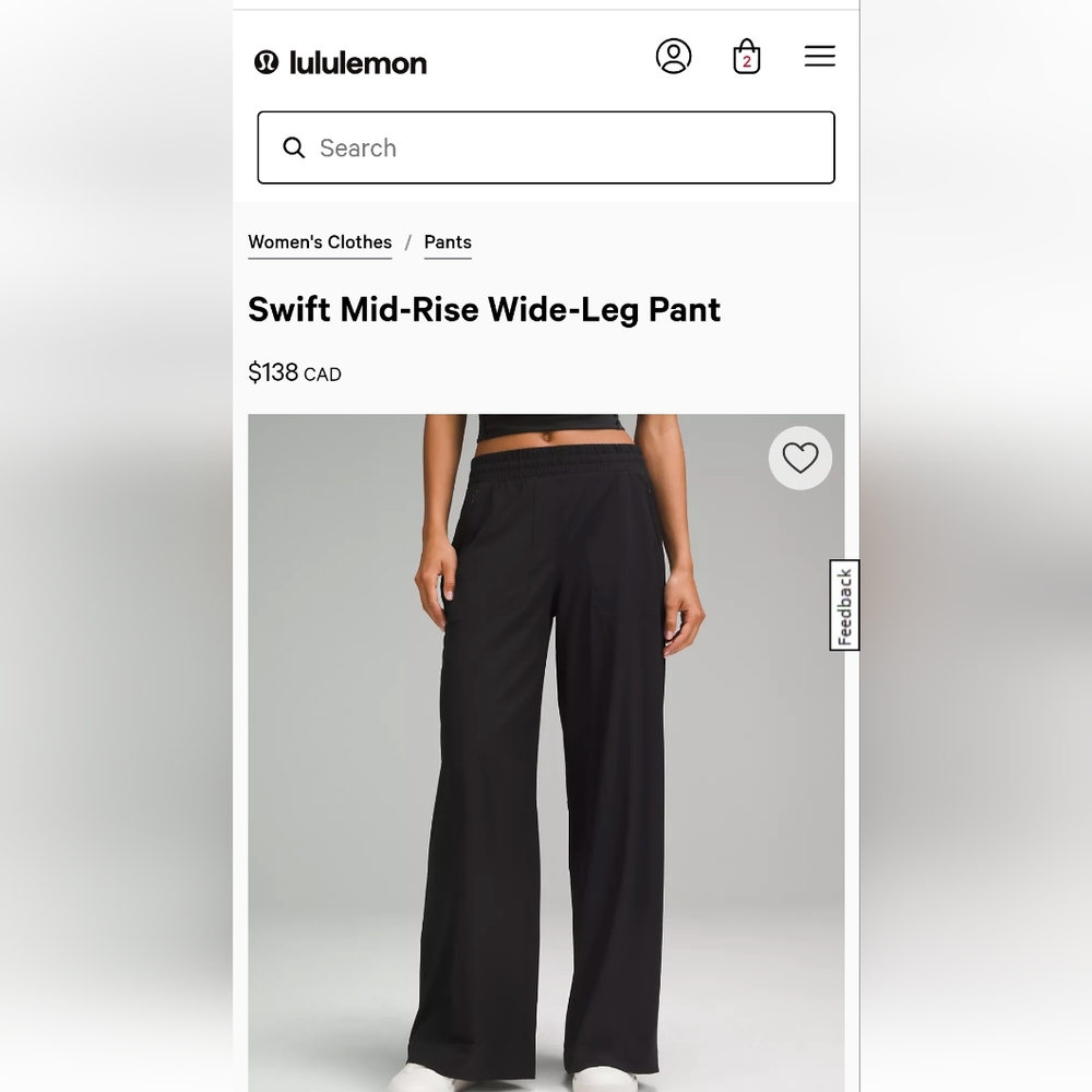 lululemon athletica Black Wide-Leg High-Rise Pants
